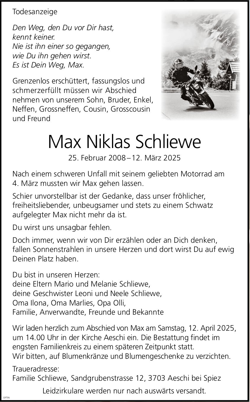 Max Niklas Schliewe, März 2025 / TA